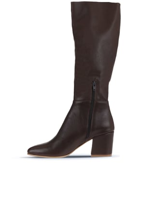 Bueno Shoes Kahverengi Deri Kadın Topuklu Çizme 01wr5104