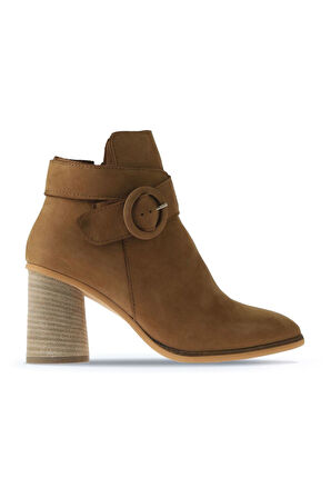 Bueno Shoes Taba Açık Nubuk Kadın Topuklu Bot 01wr5500