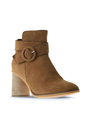 Bueno Shoes Taba Açık Nubuk Kadın Topuklu Bot 01wr5500