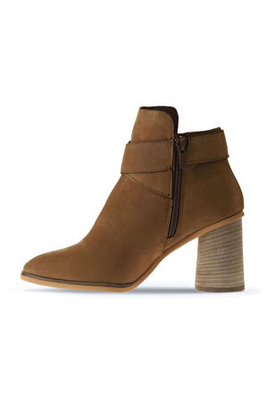 Bueno Shoes Taba Açık Nubuk Kadın Topuklu Bot 01wr5500