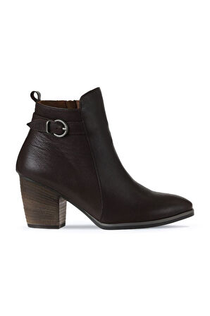 Bueno Shoes Kahverengi Deri Kadın Topuklu Bot 01wp4209