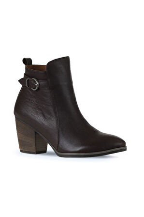 Bueno Shoes Kahverengi Deri Kadın Topuklu Bot 01wp4209