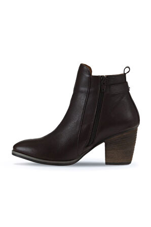 Bueno Shoes Kahverengi Deri Kadın Topuklu Bot 01wp4209