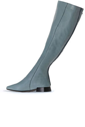 Bueno Shoes Mavi Deri Kadın Düz Çizme 01wr3009