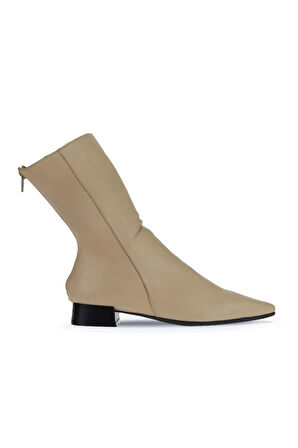 Bueno Shoes Bej Deri Kadın Topuklu Bot 01wr3011
