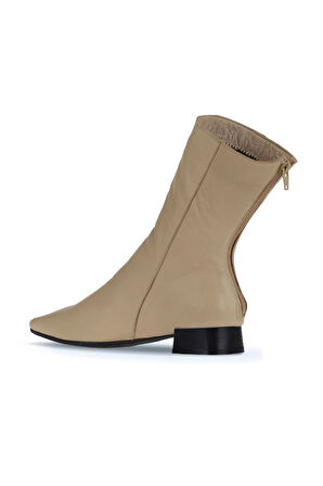 Bueno Shoes Bej Deri Kadın Topuklu Bot 01wr3011