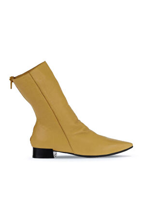 Bueno Shoes Sarı Deri Kadın Topuklu Bot 01wr3011