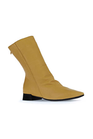 Bueno Shoes Sarı Deri Kadın Topuklu Bot 01wr3011