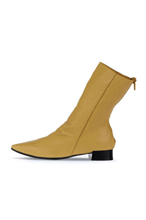 Bueno Shoes Sarı Deri Kadın Topuklu Bot 01wr3011
