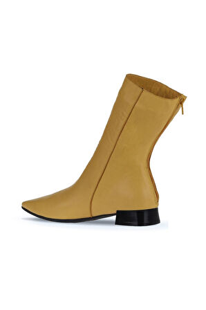 Bueno Shoes Sarı Deri Kadın Topuklu Bot 01wr3011