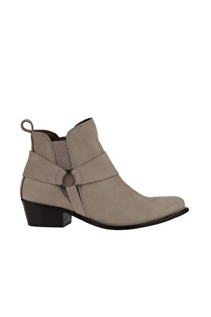 Bueno Shoes Bej Nubuk Kadın Topuklu Bot 01wr5705