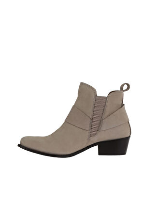 Bueno Shoes Bej Nubuk Kadın Topuklu Bot 01wr5705