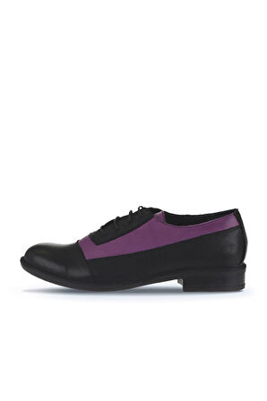 Bueno Shoes Siyah Lila Deri Kadın Düz Ayakkabı 01wt2600