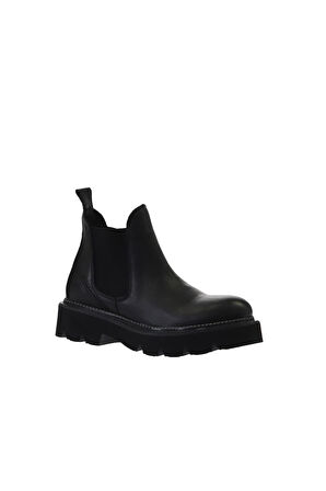 Bueno Shoes Siyah Flotter Deri Kadın Düz Bot 01wr3401