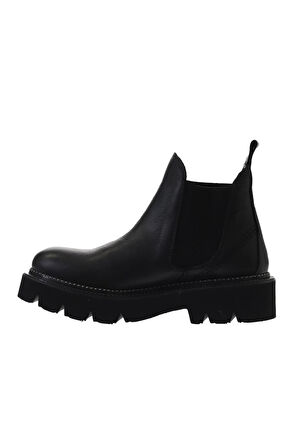 Bueno Shoes Siyah Flotter Deri Kadın Düz Bot 01wr3401