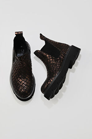 Bueno Shoes Taba Cym Deri Kadın Düz Bot 01wr3401