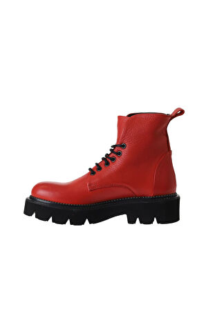 Bueno Shoes Kırmızı Flotter Deri Kadın Düz Bot 01wr3405