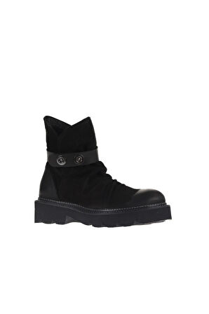 Bueno Shoes Siyah Nubuk Kadın Düz Bot 01wr3408