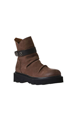 Bueno Shoes Kahverengi Nubuk Kadın Düz Bot 01wr3408