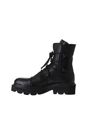 Bueno Shoes Siyah Flotter Deri Kadın Düz Bot 01wr3410