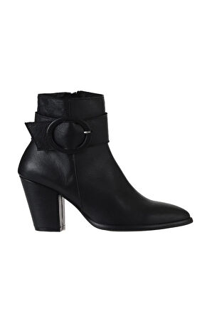 Bueno Shoes Siyah Deri Kadın Topuklu Bot 01wr5007