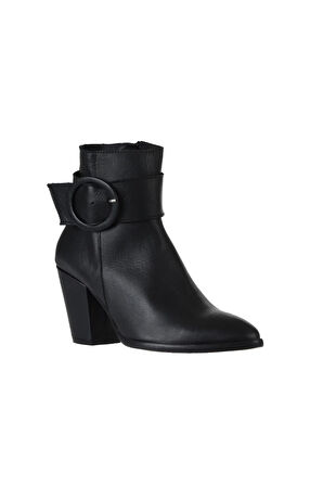 Bueno Shoes Siyah Deri Kadın Topuklu Bot 01wr5007