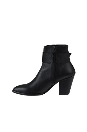 Bueno Shoes Siyah Deri Kadın Topuklu Bot 01wr5007