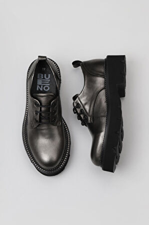 Bueno Shoes Gümüş Deri Kadın Klasik Ayakkabı 01wt0301