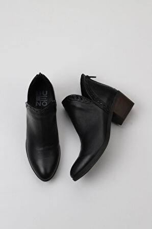 Bueno Shoes Siyah Deri Kadın Topuklu Bot 01wt0605