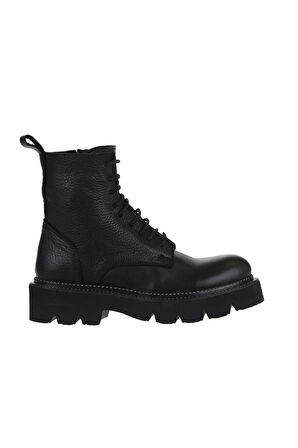 Bueno Shoes Siyah Flotter Deri Kadın Düz Bot 01wt1100