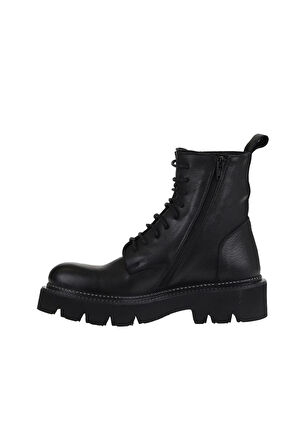 Bueno Shoes Siyah Flotter Deri Kadın Düz Bot 01wt1100