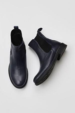 Bueno Shoes Lacivert Deri Kadın Düz Bot 01wt1307