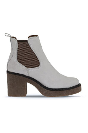 Bueno Shoes Beyaz Süet Kadın Topuklu Bot 01wt2900