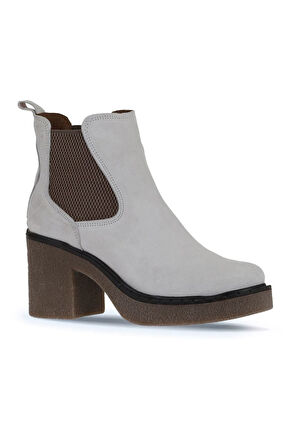 Bueno Shoes Beyaz Süet Kadın Topuklu Bot 01wt2900