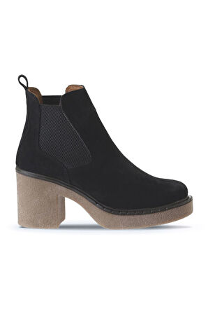 Bueno Shoes Siyah Süet Kadın Topuklu Bot 01wt2900