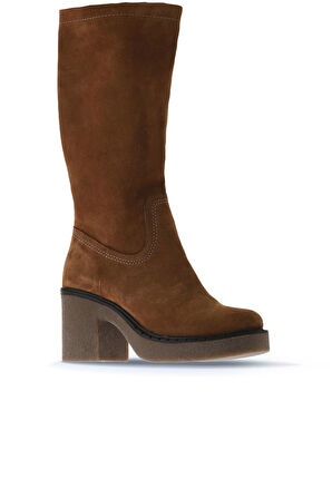 Bueno Shoes Taba Süet Kadın Topuklu Çizme 01wt2903