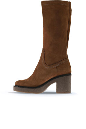 Bueno Shoes Taba Süet Kadın Topuklu Çizme 01wt2903