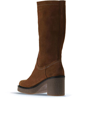 Bueno Shoes Taba Süet Kadın Topuklu Çizme 01wt2903