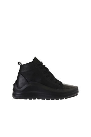 Bueno Shoes Siyah Flotter Deri Kadın Dolgu Topuklu Bot 01wr3800