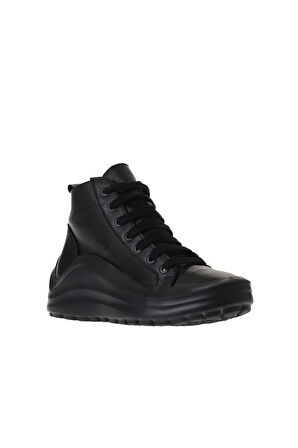 Bueno Shoes Siyah Flotter Deri Kadın Dolgu Topuklu Bot 01wr3800