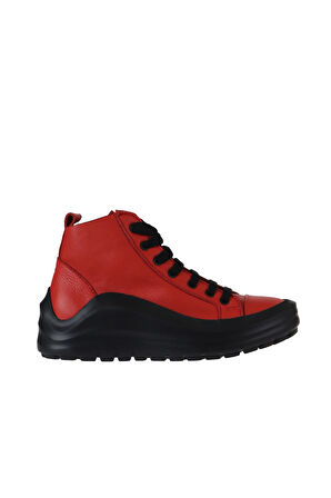 Bueno Shoes Kırmızı Flotter Deri Kadın Dolgu Topuklu Bot 01wr3800