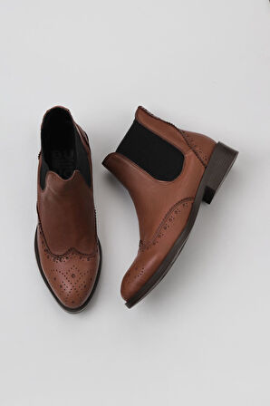 Bueno Shoes Kahverengi Deri Kadın Düz Bot 01wt2402