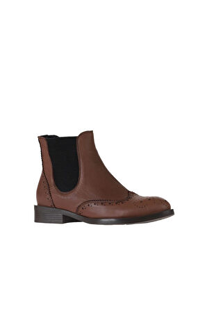 Bueno Shoes Kahverengi Deri Kadın Düz Bot 01wt2402
