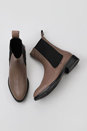 Bueno Shoes Gri Deri Kadın Düz Bot 01wt2403