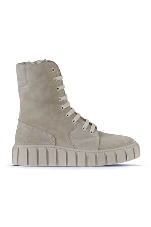 Bueno Shoes Bej Süet Kadın Düz Bot 01wt3404