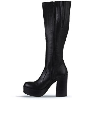 Bueno Shoes Siyah Deri Kadın Topuklu Çizme 01wv5005