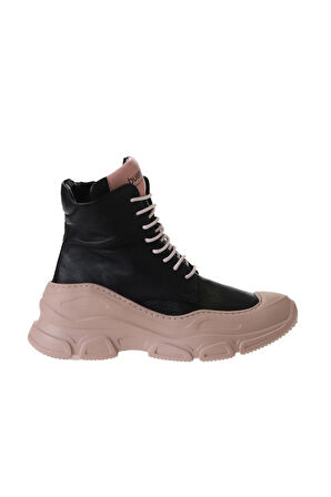 Bueno Shoes Siyah Pudra Deri Kadın Spor Bot 01wv8800