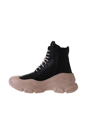 Bueno Shoes Siyah Pudra Deri Kadın Spor Bot 01wv8800