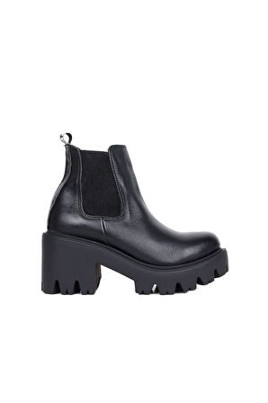 Bueno Shoes Siyah Deri Kadın Topuklu Bot 01wr3906