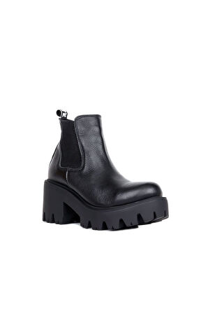 Bueno Shoes Siyah Deri Kadın Topuklu Bot 01wr3906